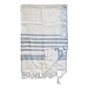 Talitnia Barak Non Slip Lightweight Wool Tallit Prayer Shawl - Light Blue Stripes
