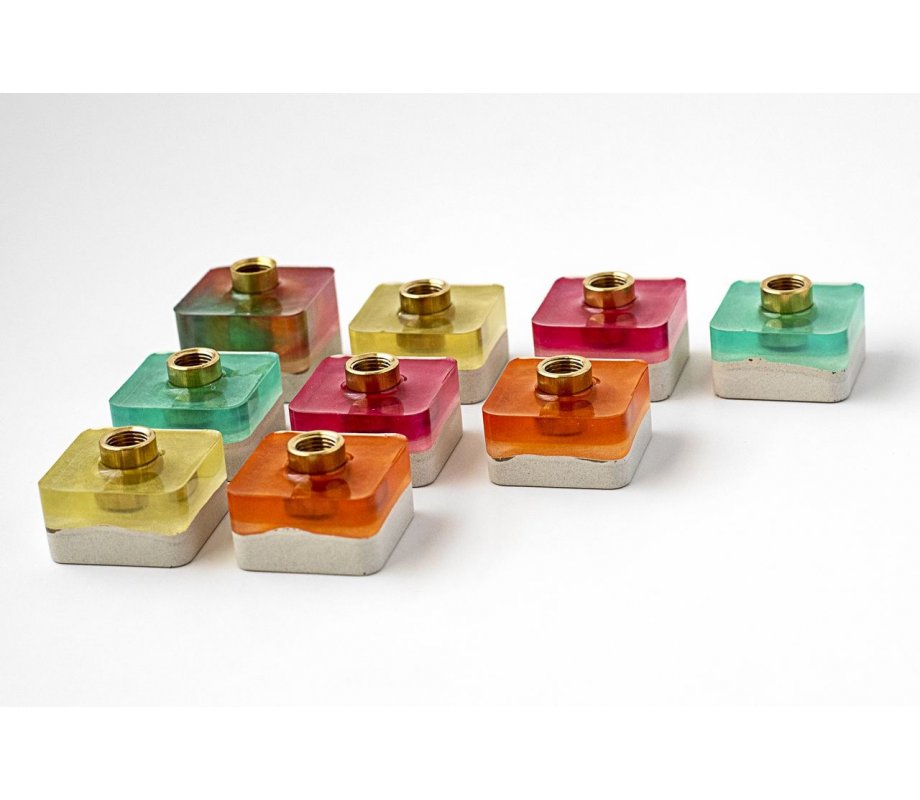 Graciela Noemi Handcrafted Modular Cubed Colorful Hanukkah Menorah